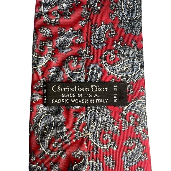 CHRISTIAN DIOR 90s Vintage Paisley Silk Pattern Tie Made in U.S.A. - Picture 7 of 7
